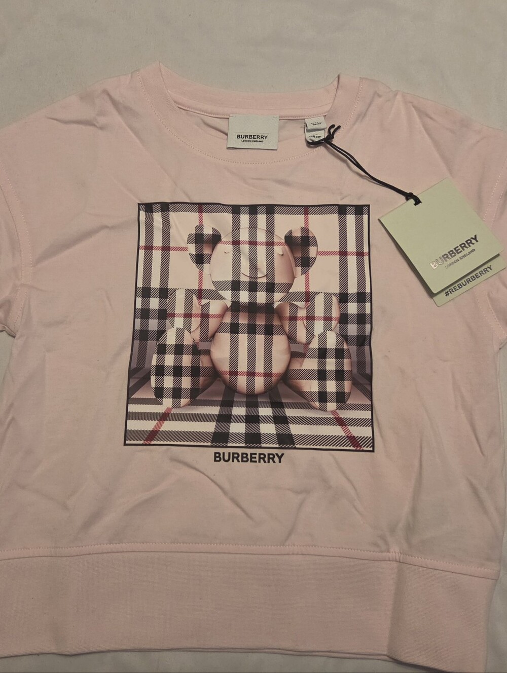 Burberry Thomas Bear Print Cotton T-Shirt Girls Pink Size 8Y
